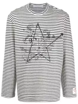 Golden Goose полосатая футболка с логотипом, нейтральный цвет