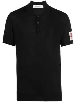 Golden Goose рубашка поло с нашивкой-логотипом, черный