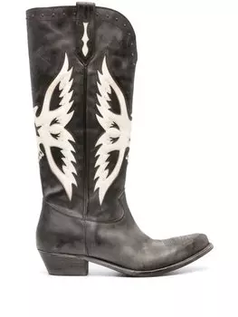 Golden Goose сапоги Wish Star с вышивкой, черный
