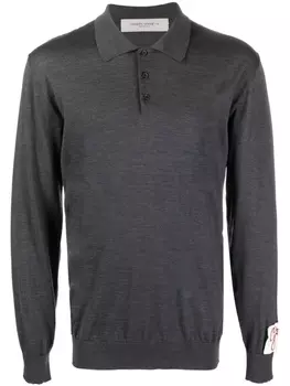 Golden Goose шерстяная рубашка поло с нашивкой-логотипом, серый