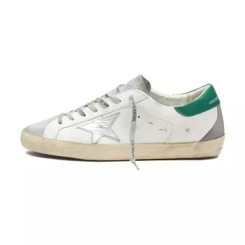 Golden Goose Super-star Suede Toe Leather Sneaker, white, grey & silver