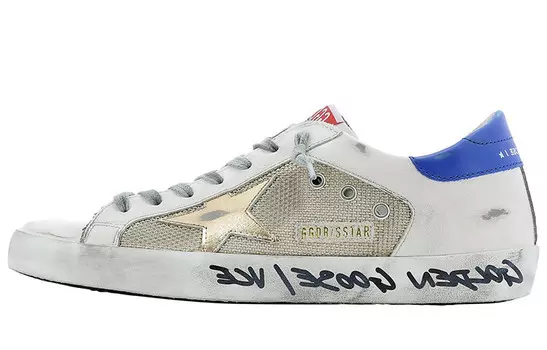 Golden Goose Super-Star White Blue Gold Red Handwritten