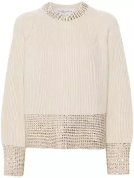 Golden Goose свитер с кристаллами, нейтральный цвет