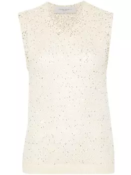 Golden Goose трикотажный топ Melyssa с пайетками, нейтральный цвет