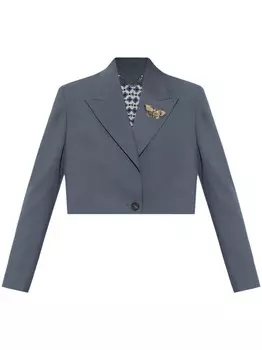 Golden Goose укороченный жакет с брошью, синий