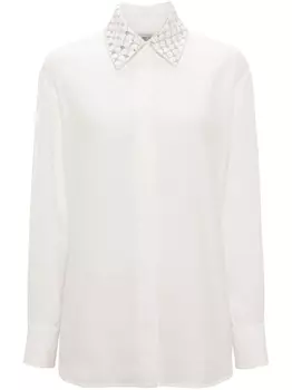 Golden Goose жаккардовая рубашка с декорированным воротником, белый