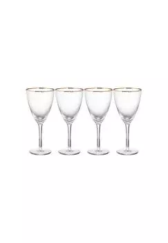 GOLDEN TWENTIES 4 бокала для вина с золотой оправой и бороздками, 280 мл BUTLERS, прозрачный