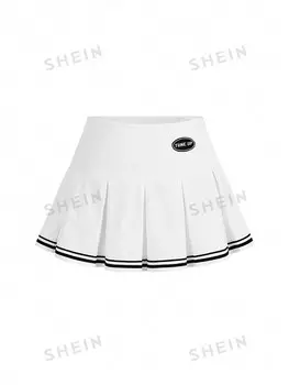 GOLDENLINE, Удобная винтажная складная юбка большого размера в стиле Street Wear для женщин, которую можно носить летом Shein, белый