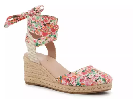 Goldie Espadrille Wedge Сандалии Kelly & Katie, Rose Pink/Natural Beige/Green Floral Print