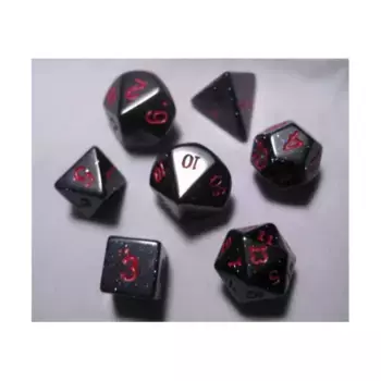 Goldstone Blue 14 мм (7) с чехлом, Dwarven Stones - Dice Carved From Real Stone - 14mm