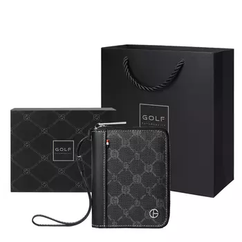 GOLF Кошелек для монет из ПВХ с коровьей кожей, антискимминговый держатель для карт, черный, мужской