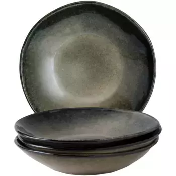 ГОЛЛАНДСКАЯ РОЗА АМСТЕРДАМ Суповая тарелка «Dutch Rose Amsterdam Organic», (набор, 4 шт., набор/4: тарелка для супа или салата 23,5 см), керамика, ручная работа, 23,5 см, зеленый