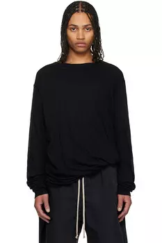 Голливудская джумбо дабл футболка с длинным рукавом Rick Owens, черный