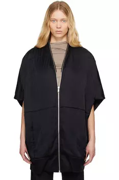 Голливудская стеганая кожаная куртка-бомбер с рельефными швами Rick Owens, черный
