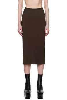 Голливудская юбка миди с асимметричным подолом Rick Owens, цвет mahogany