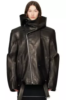 Голливудская укороченная кожаная куртка Jumbo Stooges Rick Owens, черный