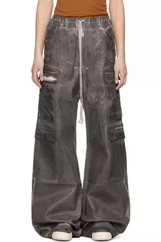 Голливудские джинсовые карго-штаны бела с двойным поясом Rick Owens Drkshdw, цвет dark dust