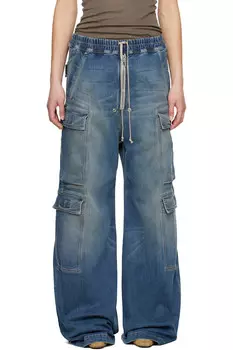 Голливудские джинсовые карго-штаны двойного размера belas Rick Owens Drkshdw, индиго