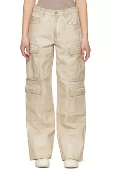 Голливудские джинсы с двойными карманами Rick Owens Drkshdw, цвет parchment