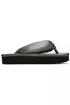 Голливудские персиковые вьетнамки из ягнячьей кожи Rick Owens, цвет gun metal