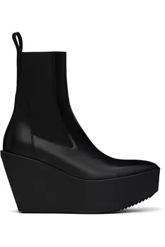 Голливудские серебристые платформенные ботинки в стиле Beatles Rick Owens, черный