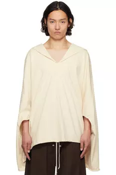 Голливудский кафтан с капюшоном худи Rick Owens, цвет natural