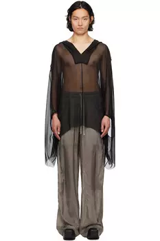 Голливудский кафтан с капюшоном худи Rick Owens, черный