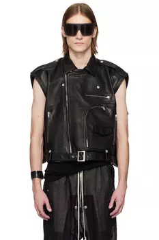 Голливудский кожаный жилет SL Jumbo Bauhaus Rick Owens, черный