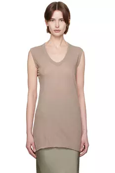 Голливудский V-образный слитный топ Rick Owens, цвет taupe
