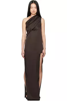 Голливудское платье макси с наконечником стрелы Athena Rick Owens, цвет mahogany