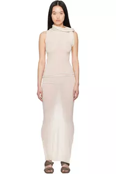 Голливудское платье макси с поясом T Maxi Rick Owens, цвет dinge