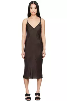 Голливудское платье-полусолнце миди Rick Owens, цвет mahogany