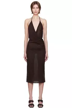 Голливудское платье с драпировкой Rick Owens, цвет mahogany