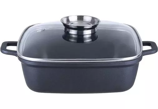 Головка для запекания Santorin (литой алюминий, 5 литров, включая стеклянную крышку с кнопкой ароматизации, индукционная) черная KOPF, черный