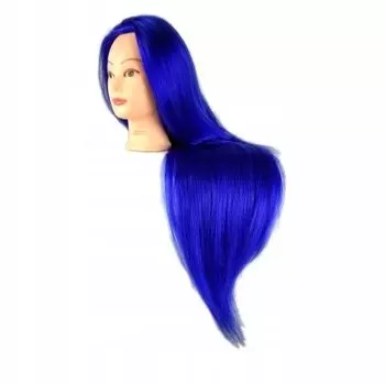 Головка тренировочная Iza 80 см синяя, термоволосы + ручка, насадка парикмахерская, насадка для упражнений, Calissimo, синий