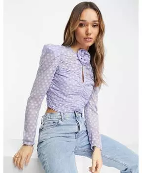 Голубая блуза в горох ASOS DESIGN