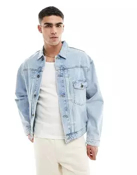 Голубая джинсовая куртка свободного кроя Jack & Jones с передними карманами