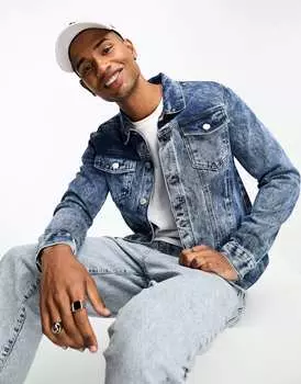 Голубая джинсовая куртка узкого кроя DTT