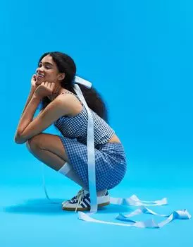 Голубая джинсовая мини-юбка с запахом ASOS DESIGN