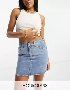 Голубая джинсовая мини-юбка с завышенной талией ASOS DESIGN Hourglass