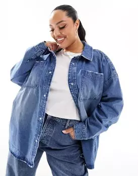 Голубая джинсовая рубашка-бойфренд River Island