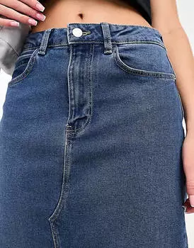 Голубая джинсовая юбка миди Noisy May