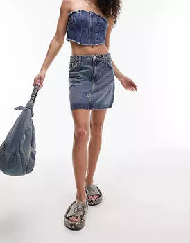 Голубая джинсовая юбка с завышенной талией Topshop