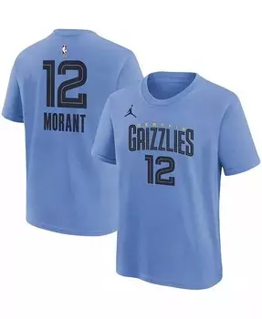 Голубая футболка Big Boys Ja Morant Memphis Grizzlies Statement Edition с именем и номером игрока Jordan, синий