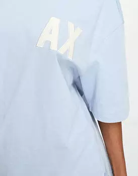 Голубая футболка бойфренда с логотипом Armani Exchange