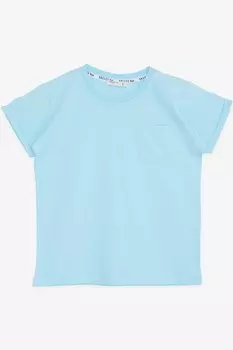 Голубая футболка для мальчика с рукавами и пуговицами (4–8 лет) Breeze