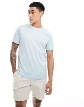 Голубая футболка классического кроя с рельефным логотипом Abercrombie & Fitch