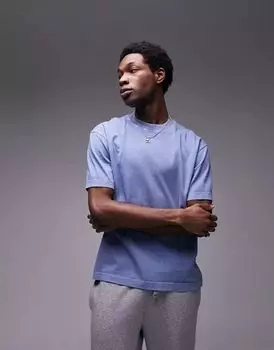 Голубая футболка оверсайз Topman