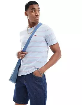 Голубая футболка с полосками и логотипом Levi's Original