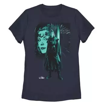 Голубая футболка с портретом и коллажем для подростков Marvel Loki Sylvie Licensed Character